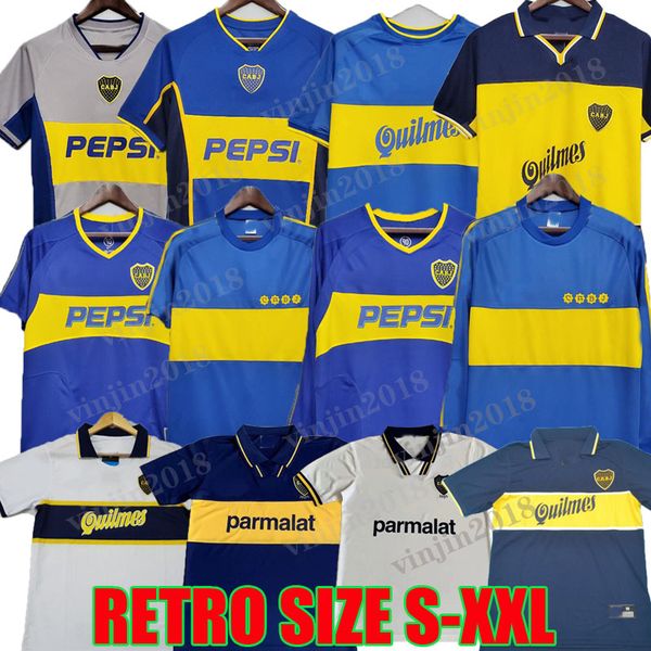 84 95 96 97 98 Boca Juniors Retro Soccer Jersey Maradona ROMAN Caniggia RIQUELME 2002 PALERMO Football Shirts Maillot Camiseta de Futbol 99