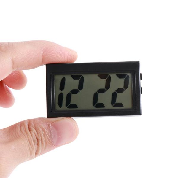 Interior Car Auto Dashboard Desk Digital Clock LCD Screen Self-Adhesive Bracket Plastic Mini Time With Battery & Table Clocks