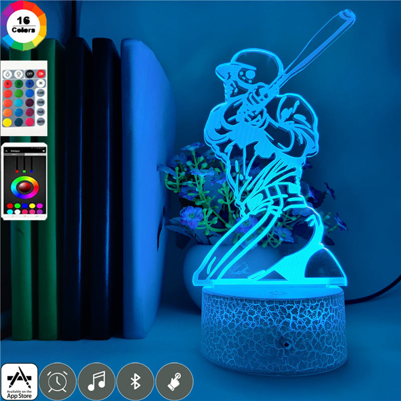 Sports 3D LED Night Light Acrylic Desk Lamp Baseball Nightlight Touch Switch Color Changing Atmosphere Kids Child Gift
