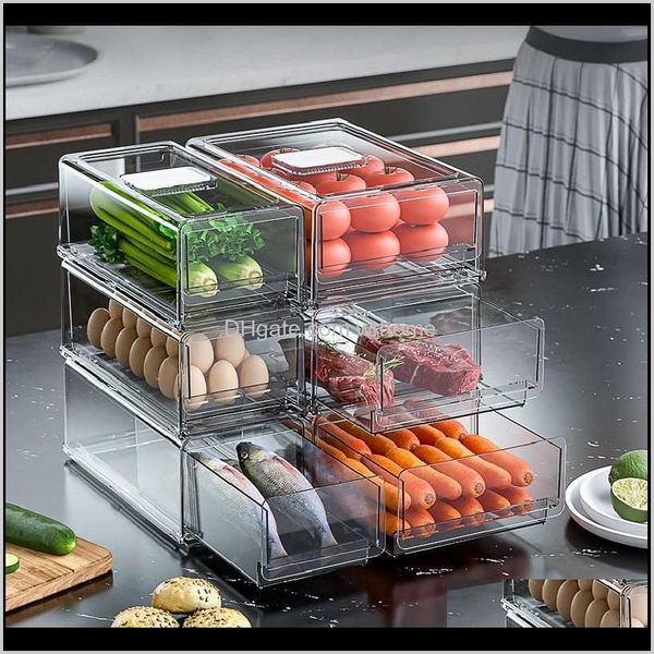 Housekeeping Organization Home Gardender Refrigerator Storage Box Kitchen Containers Pantry Cabinet Fruit Vegatable Platic Container Items B