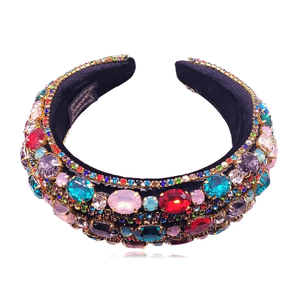 New Plaid hair ornament geometric pressed bangs headband color big wave point water drill Headband