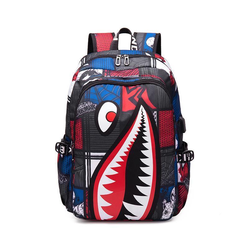 Arrival Elementary Bookbag Travel Rucksack School Bag Cartoon Shark Print Primary Student Satchel Backpack Mochila Infantil