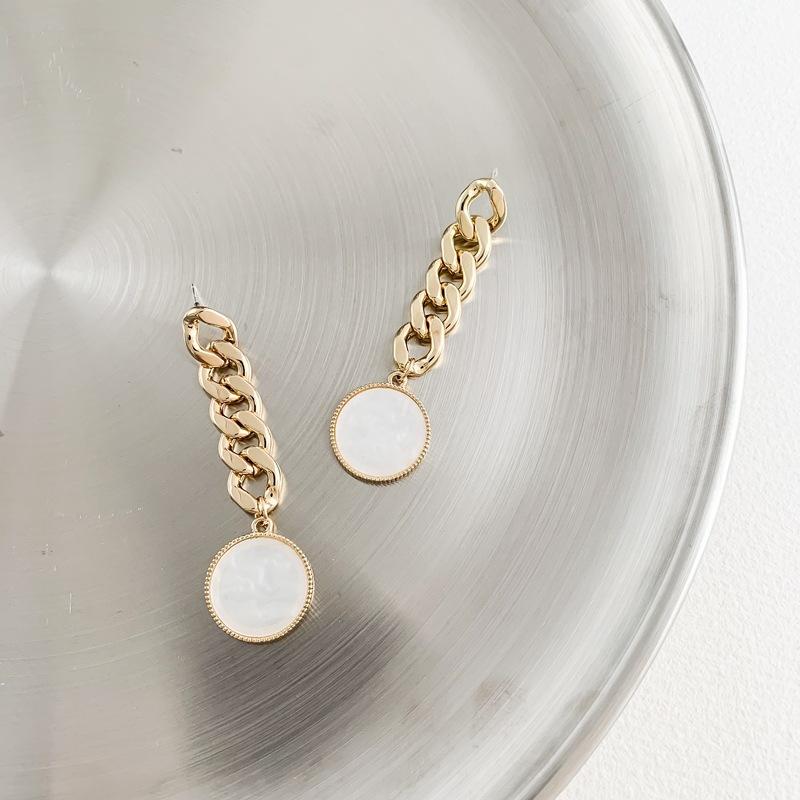 Delicate Coin Imitation Pearl Drop Earring Hollow Chunky Chain Earrings For Women Girls Baroque Style 2021 Jewellery Dangle & Chandelier