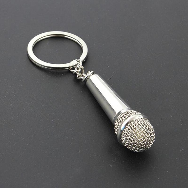 Metal Keychain Cute Design Music Gifts Key Chain Ring Microphone Fashion Jewelry Keychains