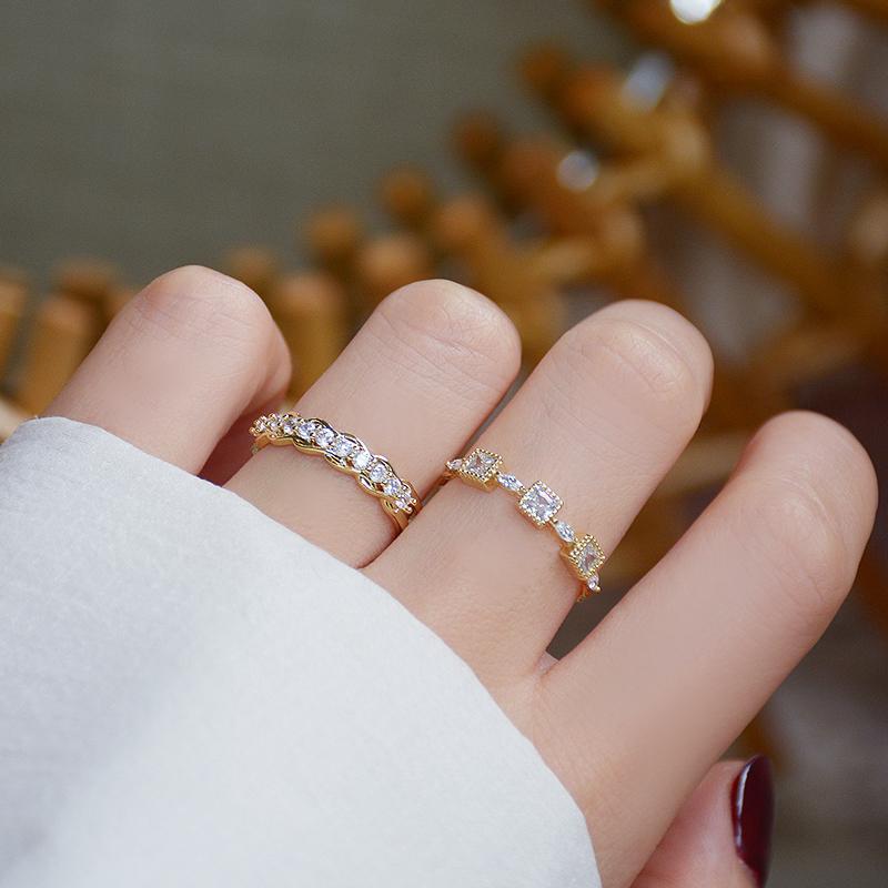 Fashion Rings For Women Micro-inlaid Zircon Designer Jewellery Luxury Gold Ring Wedding Boho Can Adjust The Opening Size Cluster