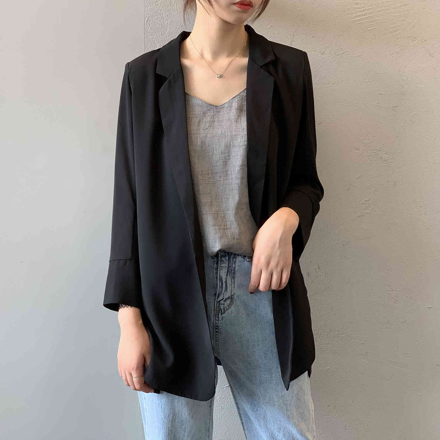 Women&#039;s Suits & Blazers Spring Jackets 2021 Turn Down Collar Summer Office Style Chiffon Blazer Coat Casaco Feminino Tops For Wome