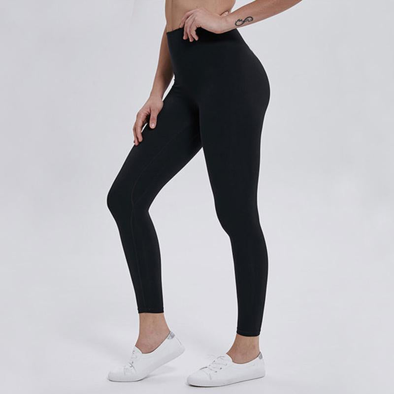 2021Euoka Solid Color Women yoga pants High Waist Sports Gym Wear Leggings Elastic Fitness Lady Overall Full Tights Workout Size XS-XL