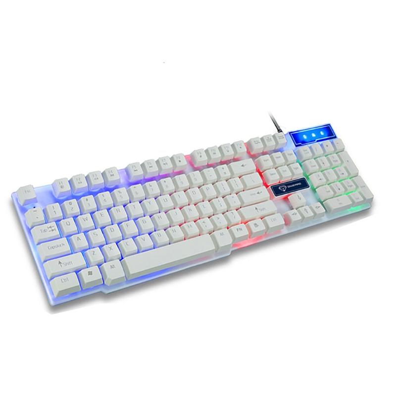 Rainbow Backlight Gaming Keyboard RGB Dedicated Media Keys & Dial Classic Black White Keyboards
