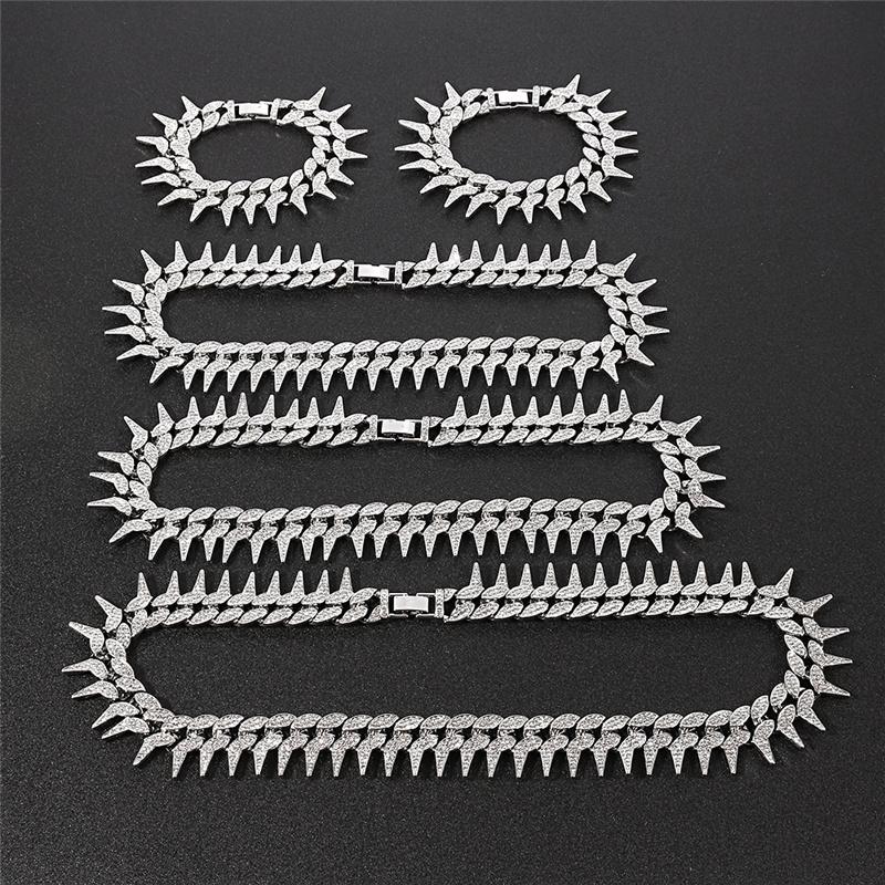 Mm Thorns Cuban Necklace Out Cubic Zirconia Bracelets Hip Hop Men Fashion Jewelry Chokers
