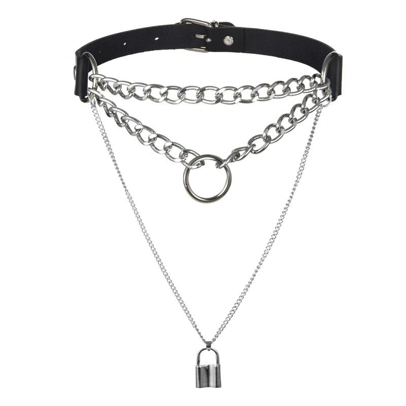 Egirl Choker Collar Lock Gothic Necklace Punk Goth Jewelry Harajuku Style Black Chocker Emo Grunge Aesthetic Accessories Chokers