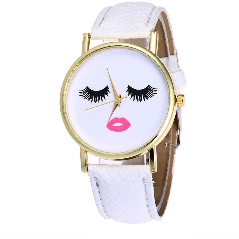 Ladies Watches Fashion Design Eyelashes Lipstick Women Quartz Leather Wholesale Watch Drop Vansvar Wristwatches