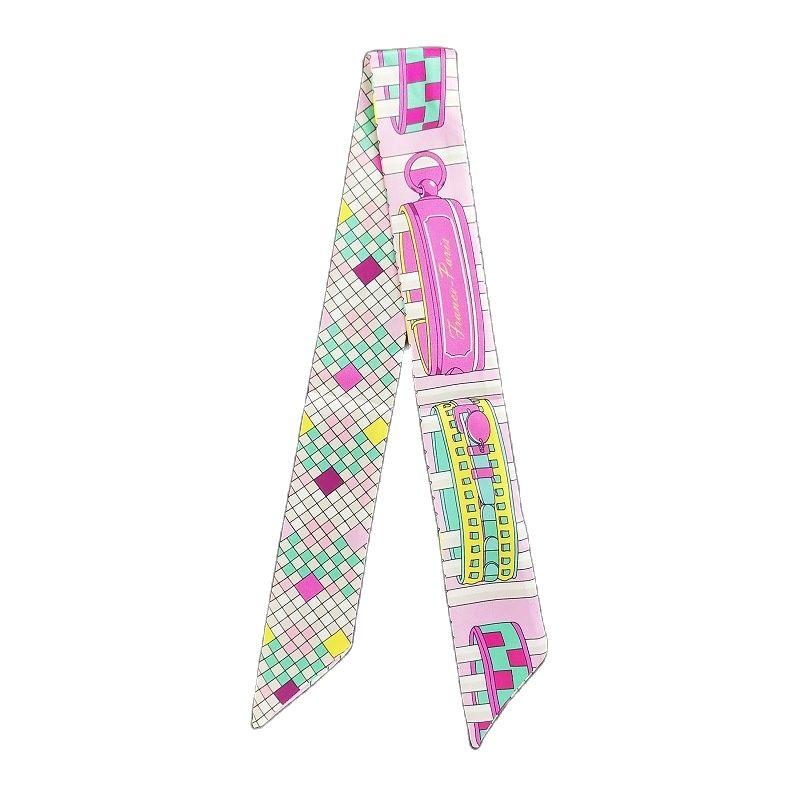 Gift Small Silk Scarf Chain Printed Ladies Headband Wrapped Handbag Ribbon Classic Women&#039;s Bandanas G5 Scarves