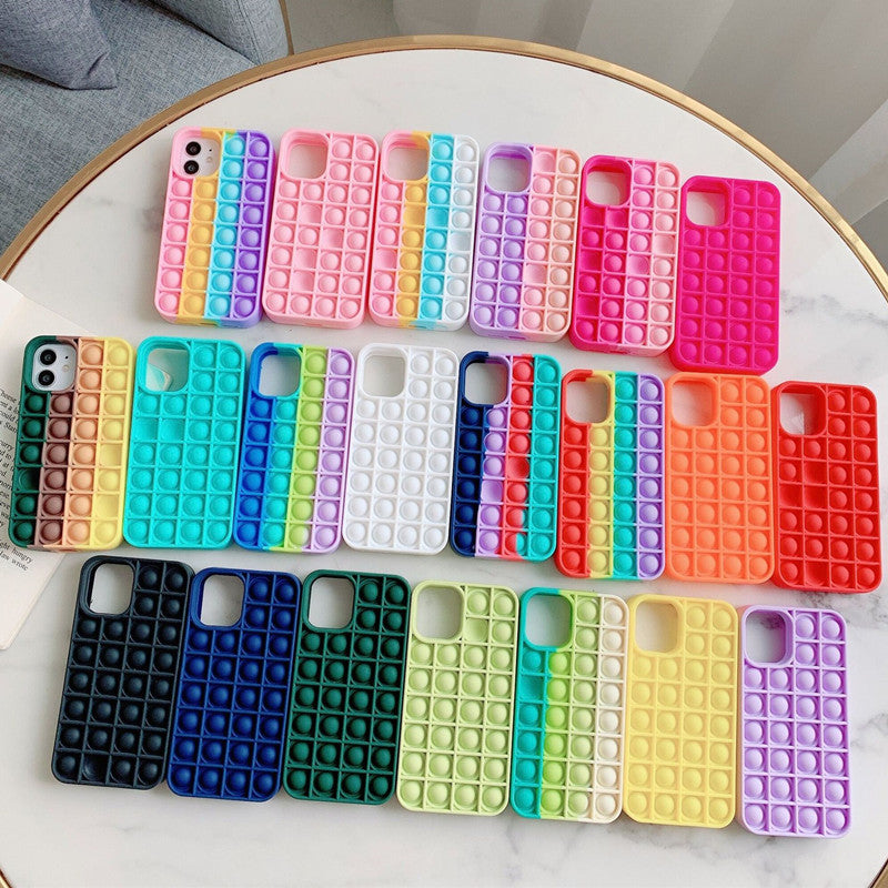 2021 Arrival Pop Fidget Bubble Silicone CellPhone Cases For iPhone 7 8 Plus X XS XR 11 12 Pro Max Phone Case Cover Relive Stress