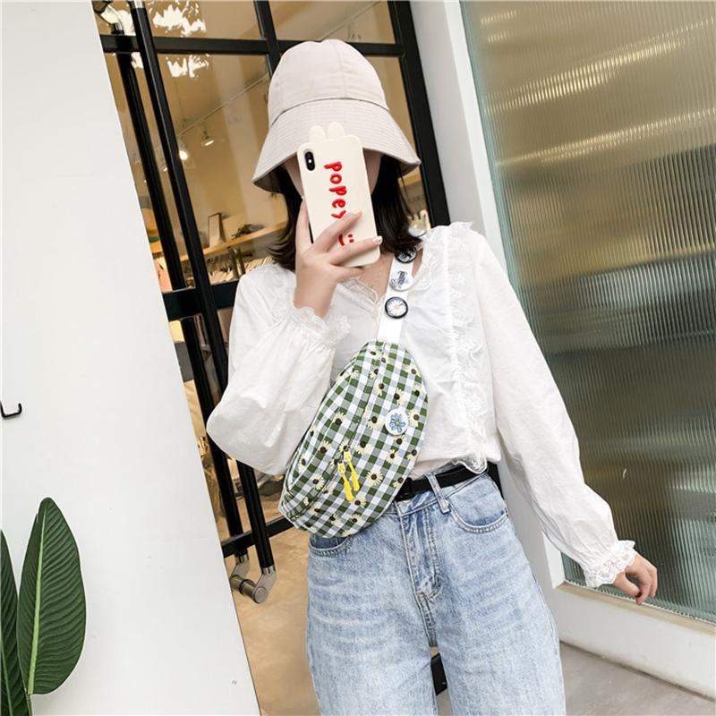 Waist Bags Gift Lady Summer Cute Daisy Female 2021 Fashionable Plaid Girl Canvas Messenger Bag Belt Lattice Fanny Pack