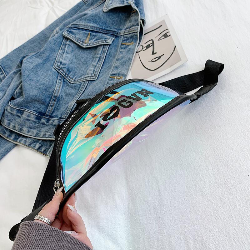 Waist Bags PVC Laser Fanny Crossbody Bag Women Candy Color Zipper Female Chest Pack Pocket Shoulder Purse