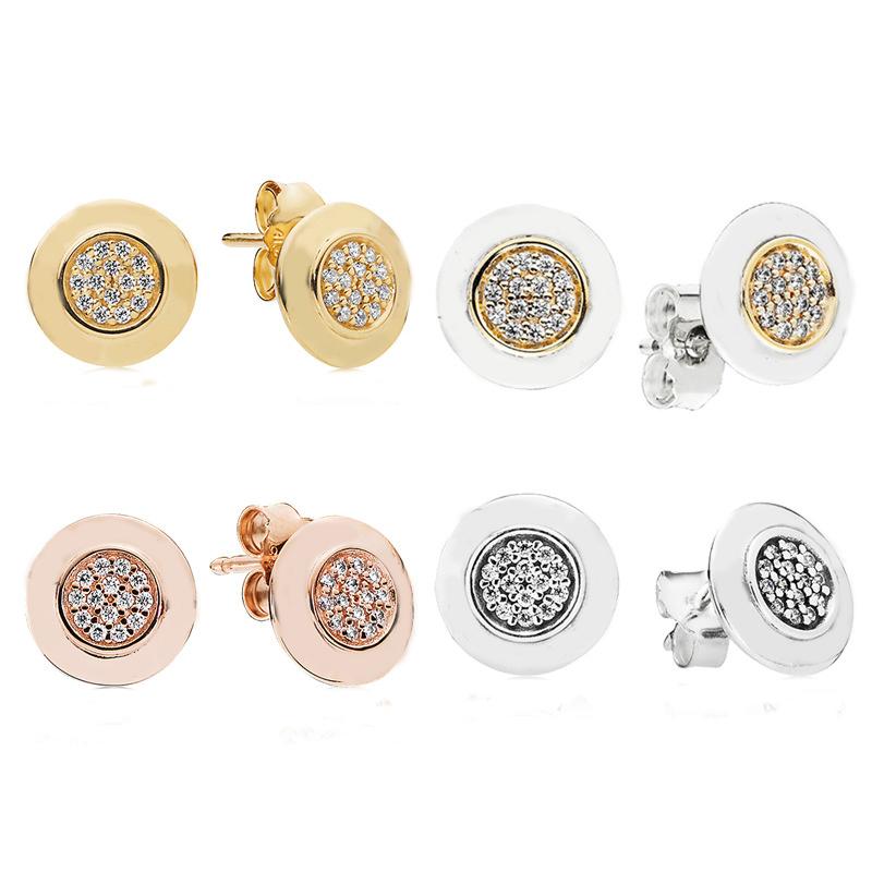 Stud 2021 925 Sterling Silver Round Circle Earrings For Women DIY Jewelry Christmas Gift