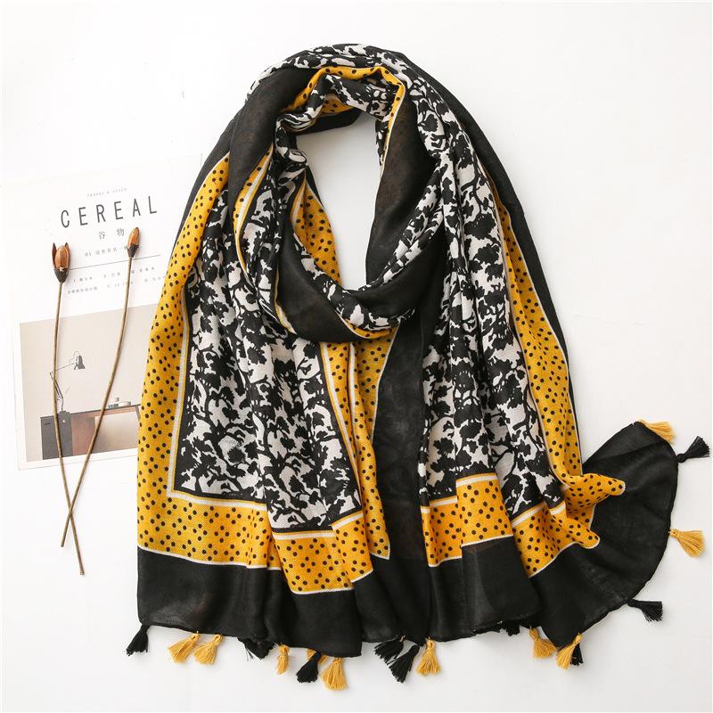 Scarves Spainish Fashion Autumn Women Viscose Scarf China Floral Tassel Beach Hijab Shawls And Wraps Female Foulard Echarpe Muslim
