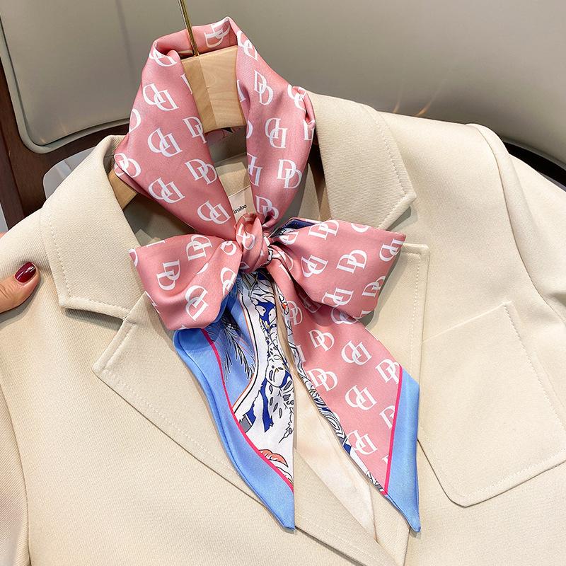 Scarves Spring And Autumn Summer Decorative Small Women&#039;s Hair Band Isn Wind Scarf Print Letter Ribbon