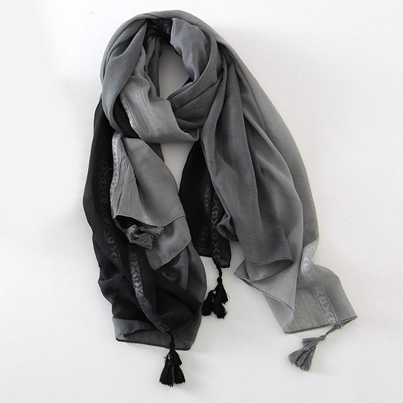 Scarves 2021 Real Hijab Gauze Female Autumn Sunscreen Multi-Purpose Women&#039;s Scarf Gradient Hand-Painted Beach Towel Thin Shawl