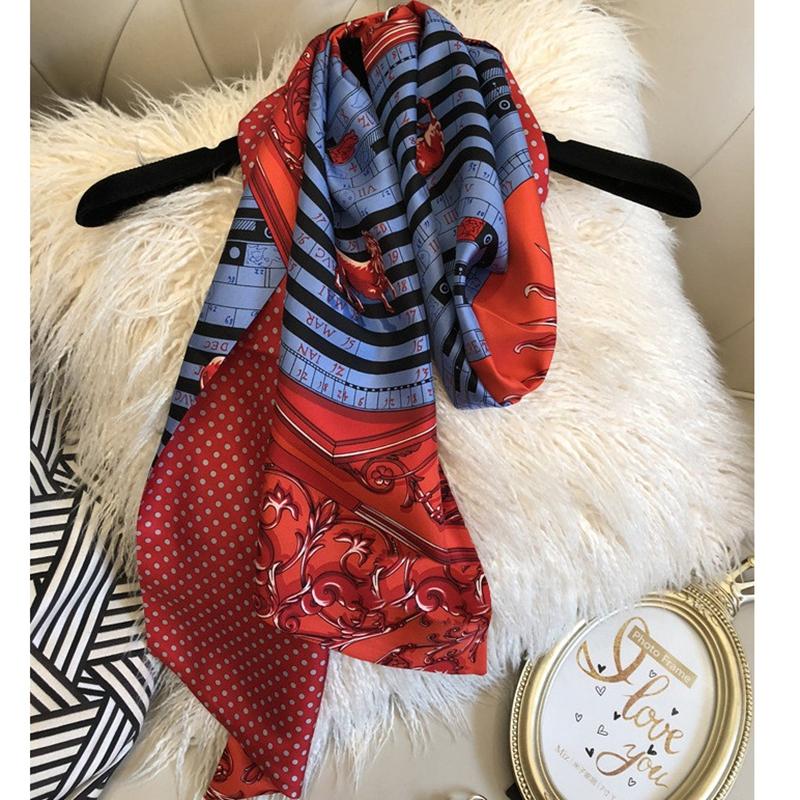 Scarves Double Layer 100% Silk Scarf Neckerchief Headband Belts Multifuntiional