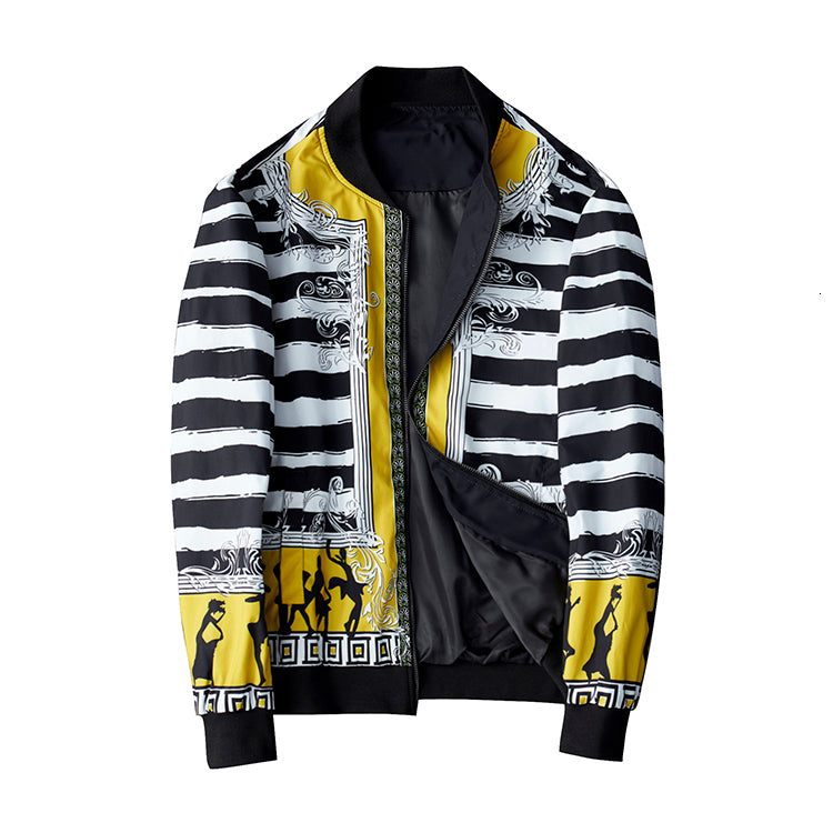 Men&#039;s Jackets Mens Jacket Luxury Design Fashion Zebra Pattern Print Men Autumn Winter Coats Casual Outerwear NVCV