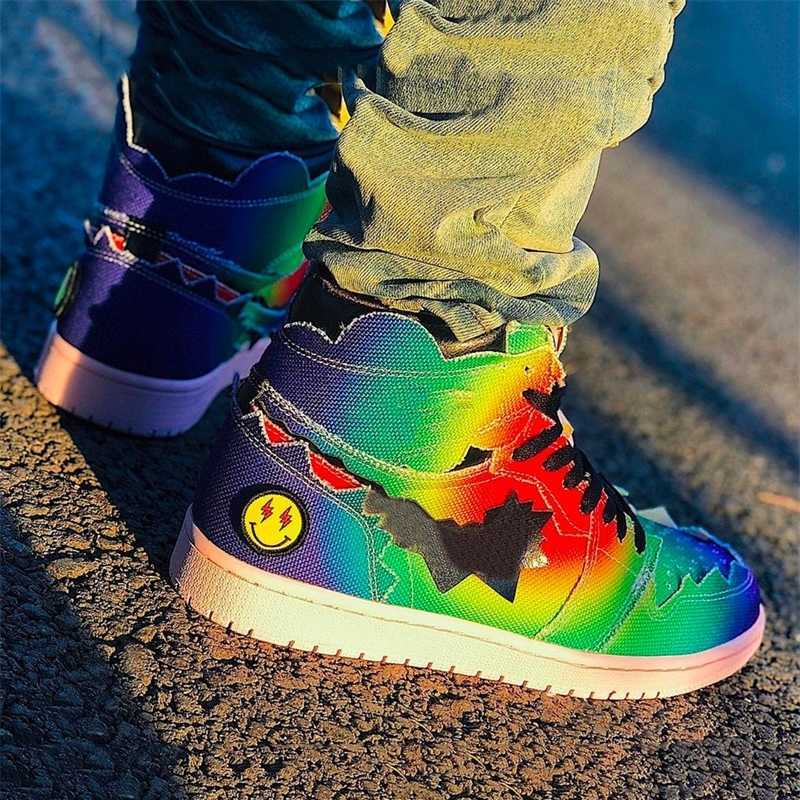J Balvin x jumpman 1 high og basketball shoes 1s Colores Y Vibras Tie dye Multi-Color Rainbow DC3481-900 mens trainers sports sneakersBHRM