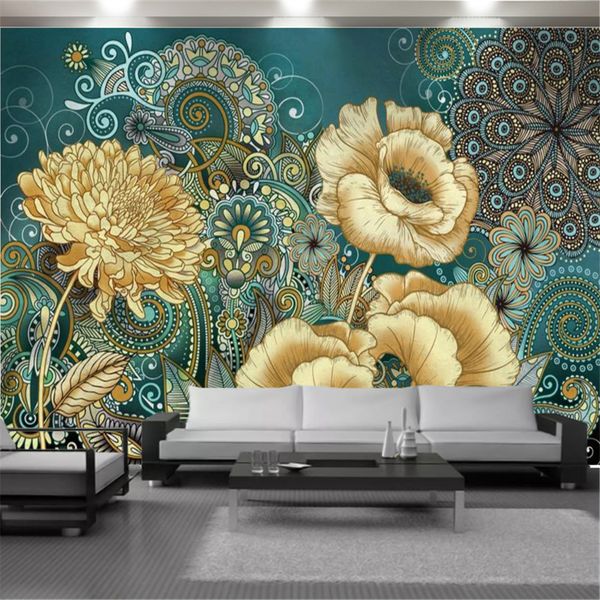 Custom 3d Flower Wallpaper European Exquisite Floral Home Decor Living Room Bedroom Painting Mural Wallpapers Wallcovering