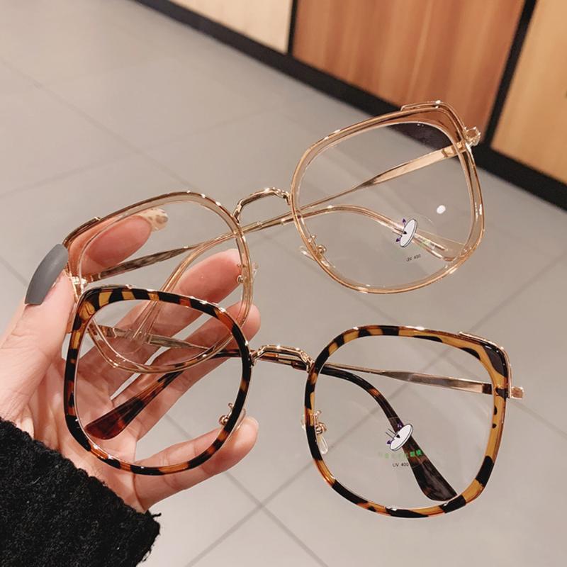 Sunglasses Fashion Oversized Square Women Glasses Frame Vintage Clear Anti-blu-ray Eyewear Men Optical Pink Computer Goggle Trend