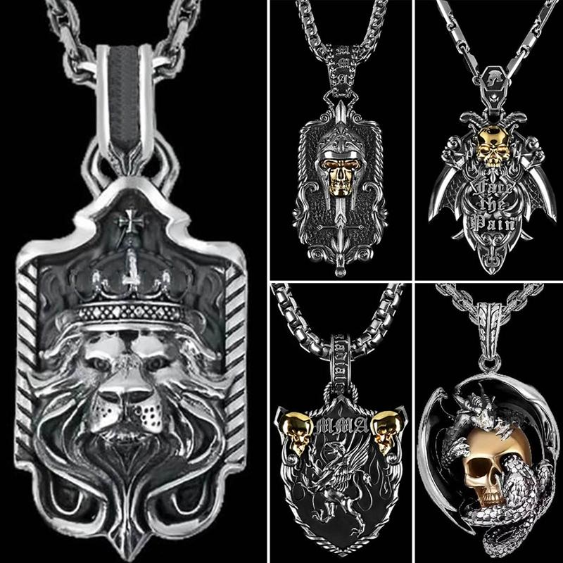 Pendant Necklaces Fashion Steampunk Pan God Skull Goat Head Satanism Satanic Occult Metal DIY Choker Necklace