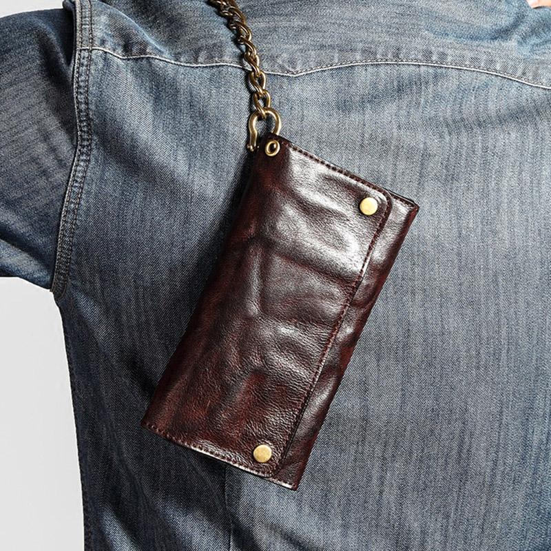 Wallets Retro Men&#039;s Long Wallet, Youth Trend Multi-card Genuine Leather Personalized Wallet