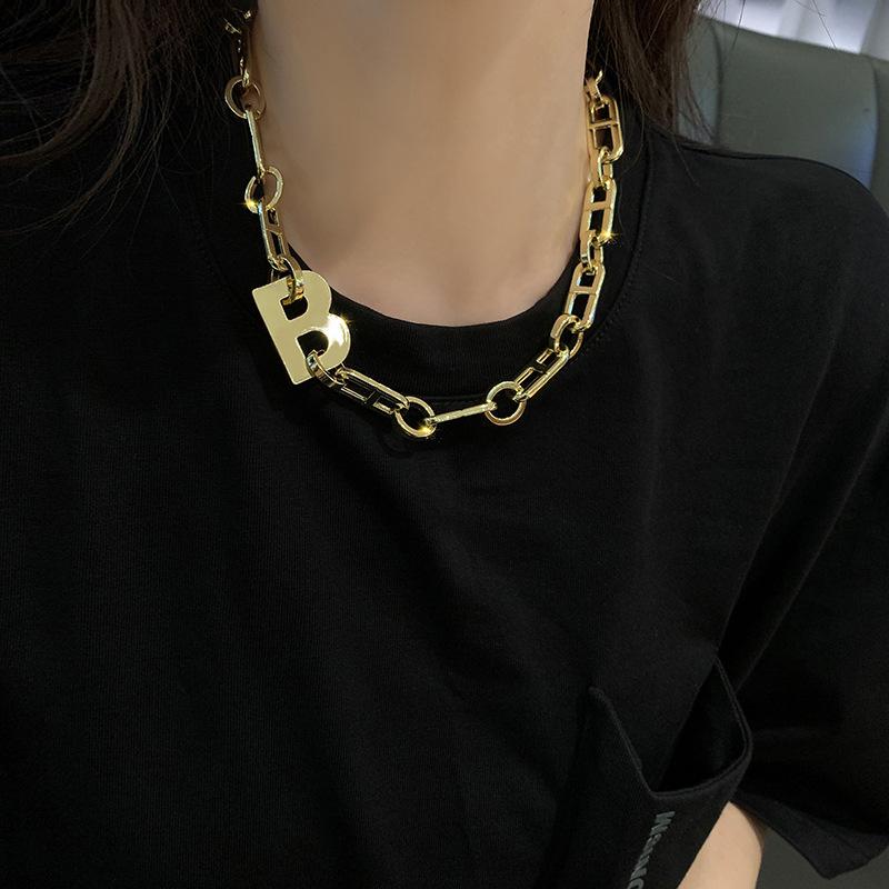 Chokers Punk Chains Letter B Pendant Necklace For Women Titanium Steel Hip-Hop 2021 Fashion Party Jewelry