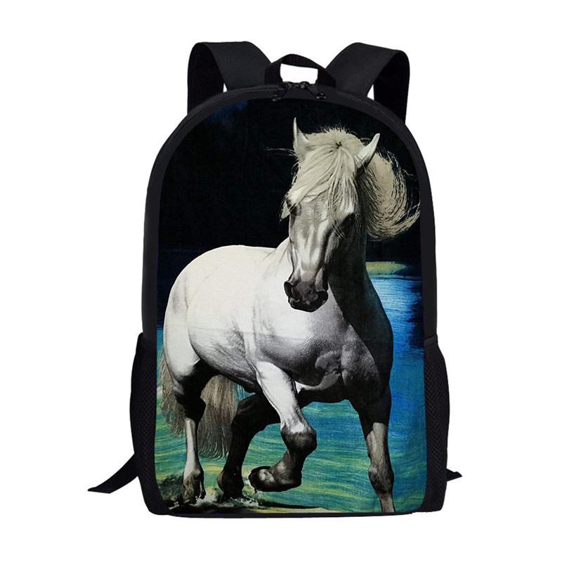 School Bags Fashion Kids Backpacks Teen Boys Girls Cool Schoolbags White Horse Brazilian Printed Bookbags Children Book Bag