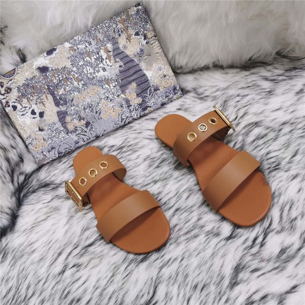 Luxury Womens Home Sandals Slippers Cowhide Women Outdoor Flip Flops Summer Casual Ladies Slipper High Quality