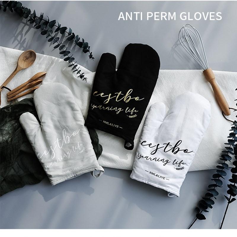 Oven Mitts Thicken Cotton Glove Heatproof Mitten Kitchen Cooking Microwave MiInsulated Non-slip Tools