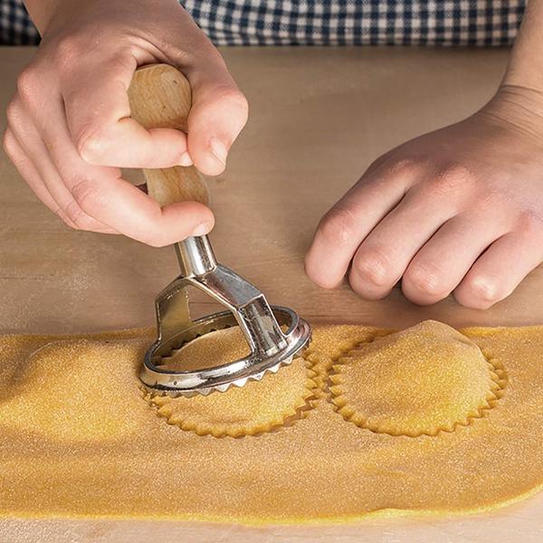 Baking Moulds Ravioli Maker Cutter Stamp Set-Leading Dough And Press Stamps With Wooden Handle-For Pasta Dumplings Lasagna