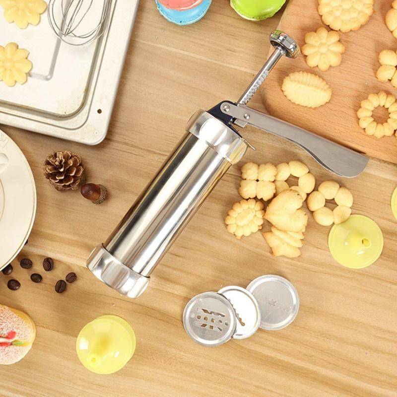 Baking Moulds Manual Cookie Press Stamps Set Tools 24 In 1 With 4 Nozzles 20 Molds Biscuit Maker Cake Decorating Extruder