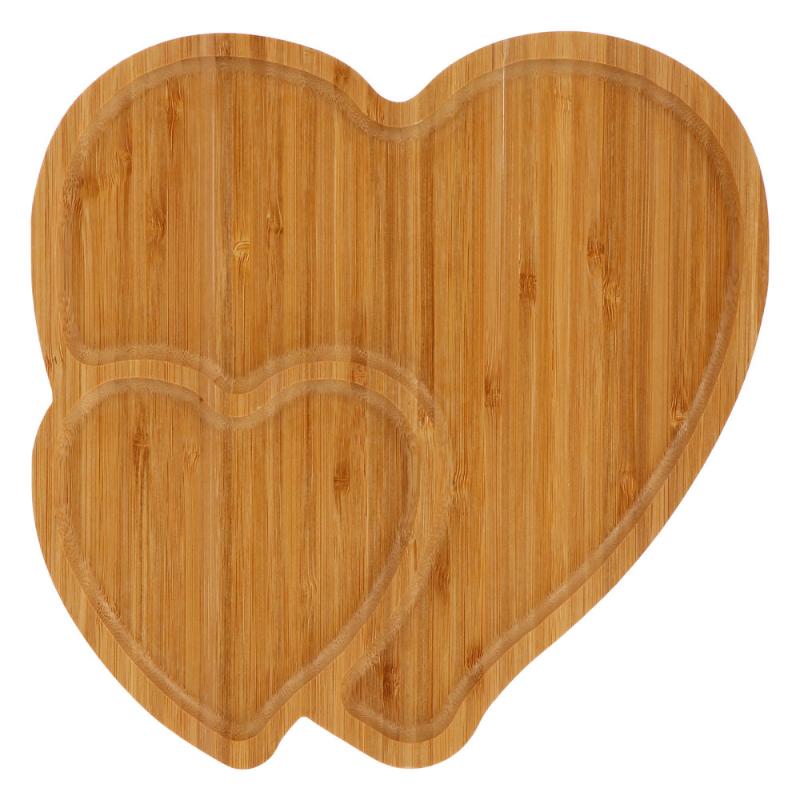 Dishes & Plates 1pc Adorable Heart Shaped Household Bamboo Serving Dish Cake Fruit Tray