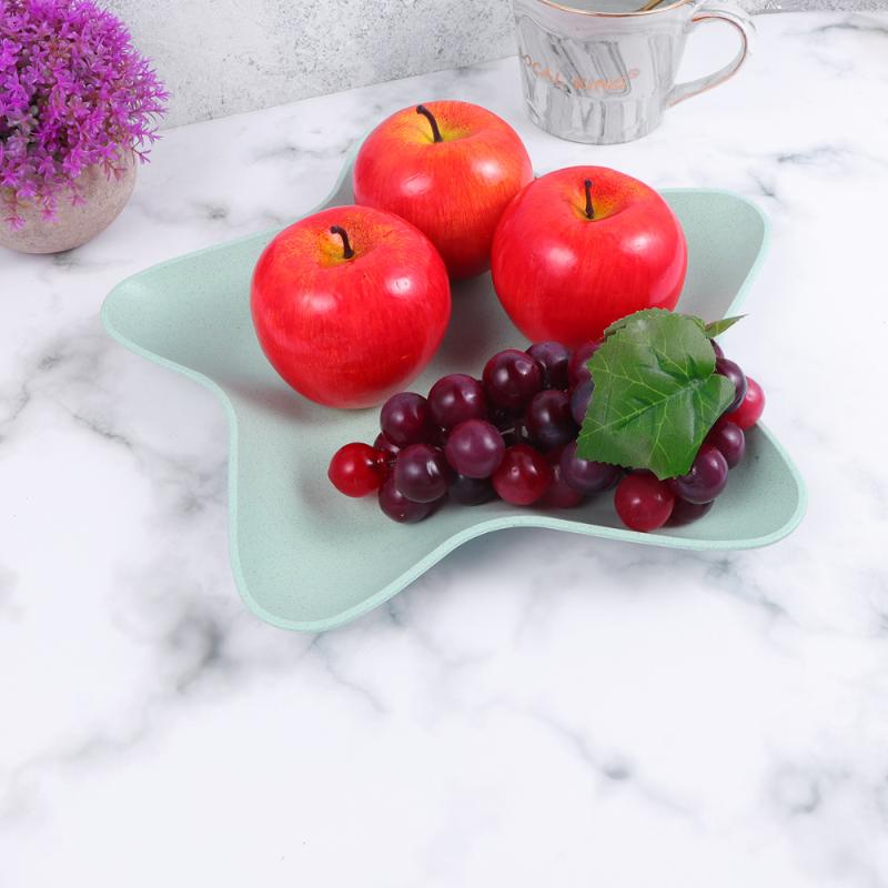 Dishes & Plates Chic Wheat Straw Plate Creative Star Shape Fruit Candy Dish Dried Tray For Party Home (Nordic Green)