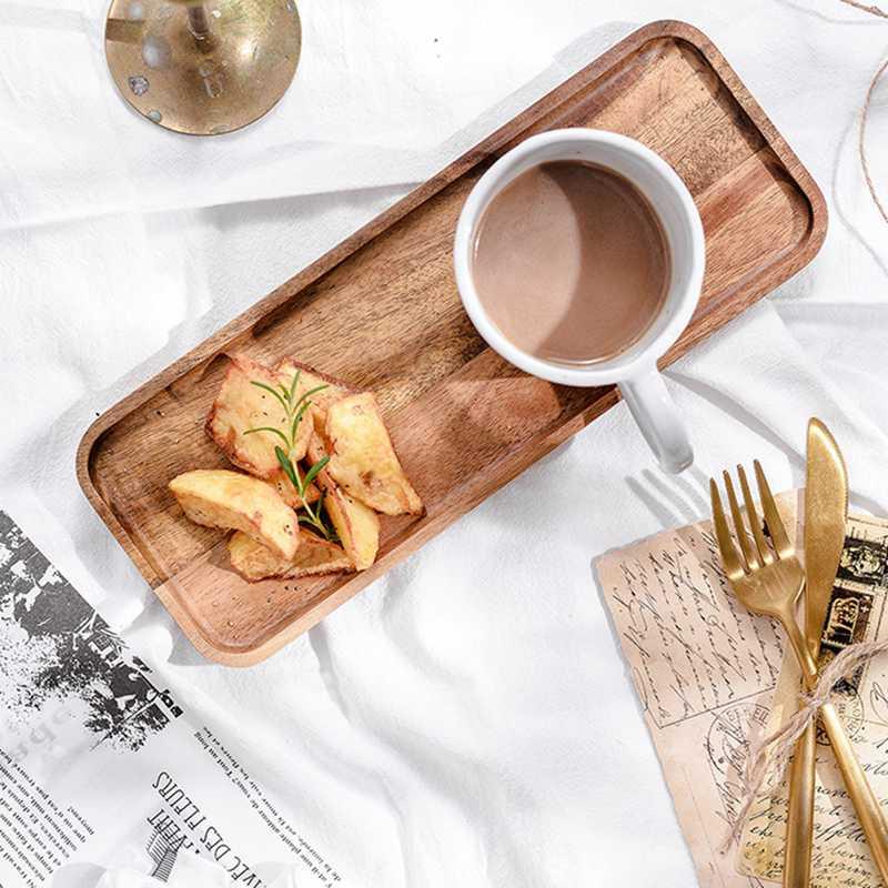 Dishes & Plates Wooden Tray Cake Display Plate Bread Holder Rectangular - Square Breakfast Tableware Dinner Kichen Accessories