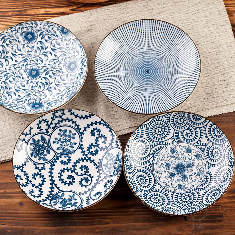 Dishes & Plates YEARNE 1piece 7inch Cermic Serving Western Steak Plate Breakfast Dish Japanese-Style Creative Kitchen Supplies Tablewar