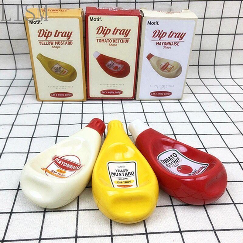 Dishes & Plates Ceramic Extruded Ketchup Bottle Shape Soy Sauce Dish Mustard Creative Plate