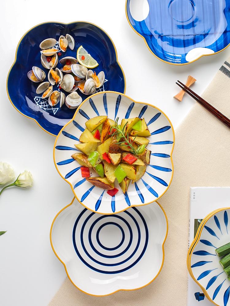 Dishes & Plates Qinghe Japanese Plate Dish Home Creative Ceramic Dinner Salad Shaped Flower Fruit Pasta