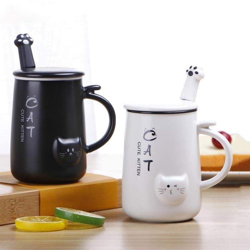 Mugs 400Ml Cute Cat Cafe Coffee Mug Drinking Cups Large Capacity Style Ceramic Milk Juice Breakfast Water Tea Big Cup Drinkware