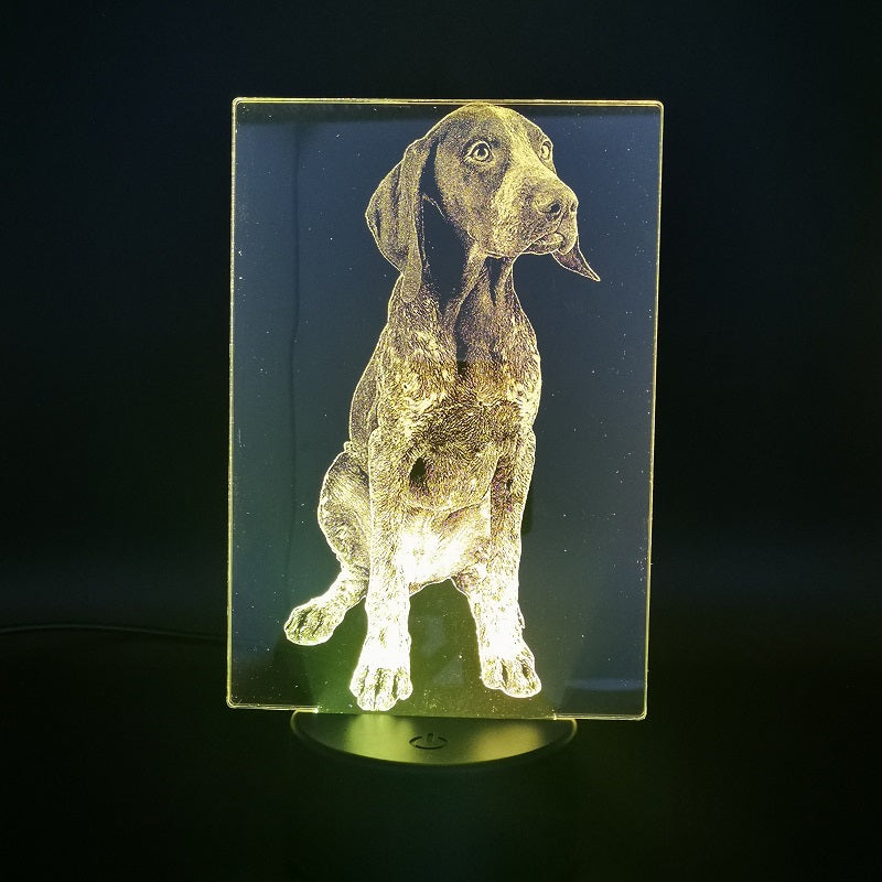 Pet Dog 3D Desk Lamp Acrylic Night Light LED USB Nightlight German Shorthaired Pointer APP Control Holiday Birthday Kids Gift