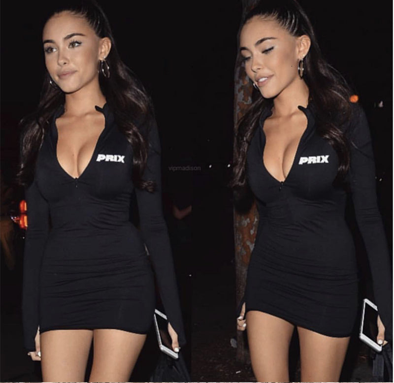 Two Piece Dress Prix basic tightrope-fitting stretch dress with long sleeves beer girl BSPN