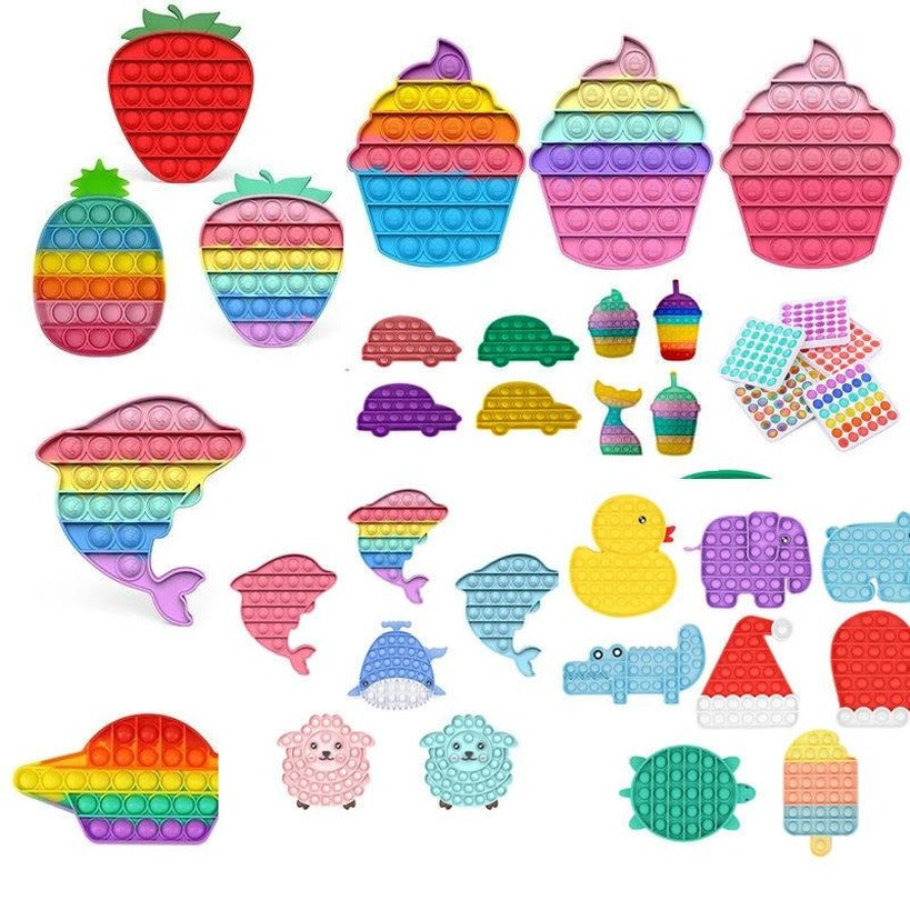 Push Bubble Fidget Toy Funny Sensory Party Gift Relief Anti Stress Rainbow Adult Kids Autism Decompress Special Needs Anxiety for Office Worker subl