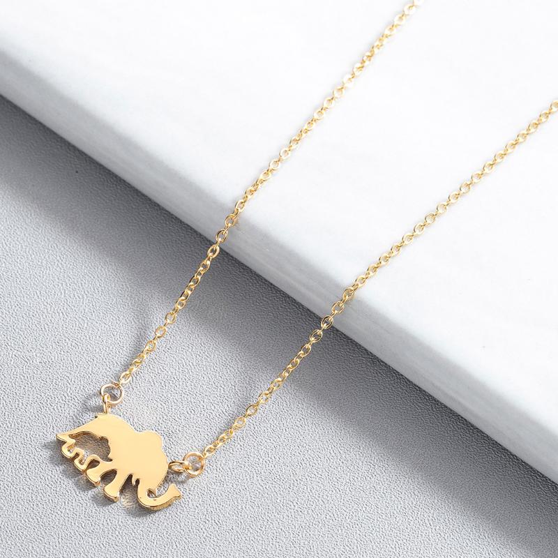 Pendant Necklaces Cute Link Chain Lucky Elephant Family Necklace Women Fashion Jewelry Accessories Mini Animal Gift