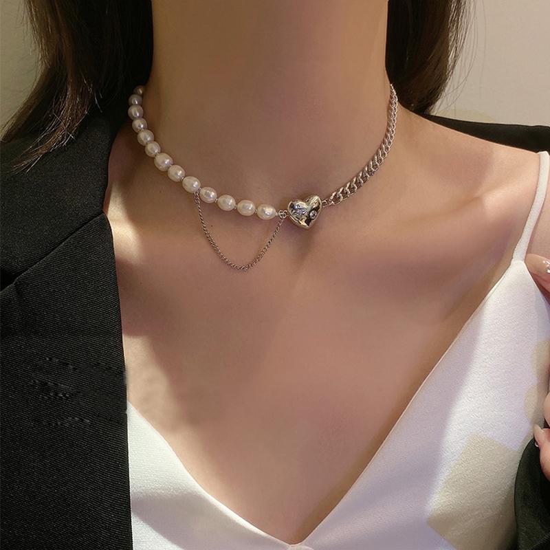 Pendant Necklaces 2021 Fashion Baroque Pearl Chain Necklace Women Collar Wedding Punk Toggle Clasp Circle Lariat Bead Choker Jewelry