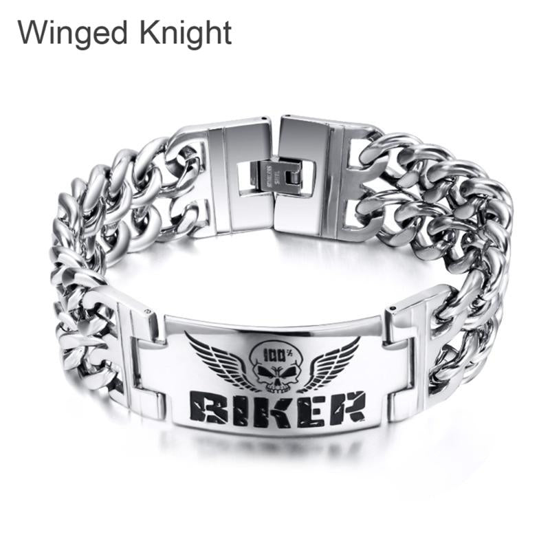 Link, Chain Man Titanium Stainless Steel Link Long Skull Hand Bracelet Metal Male Jewelry Cool Gift For Him