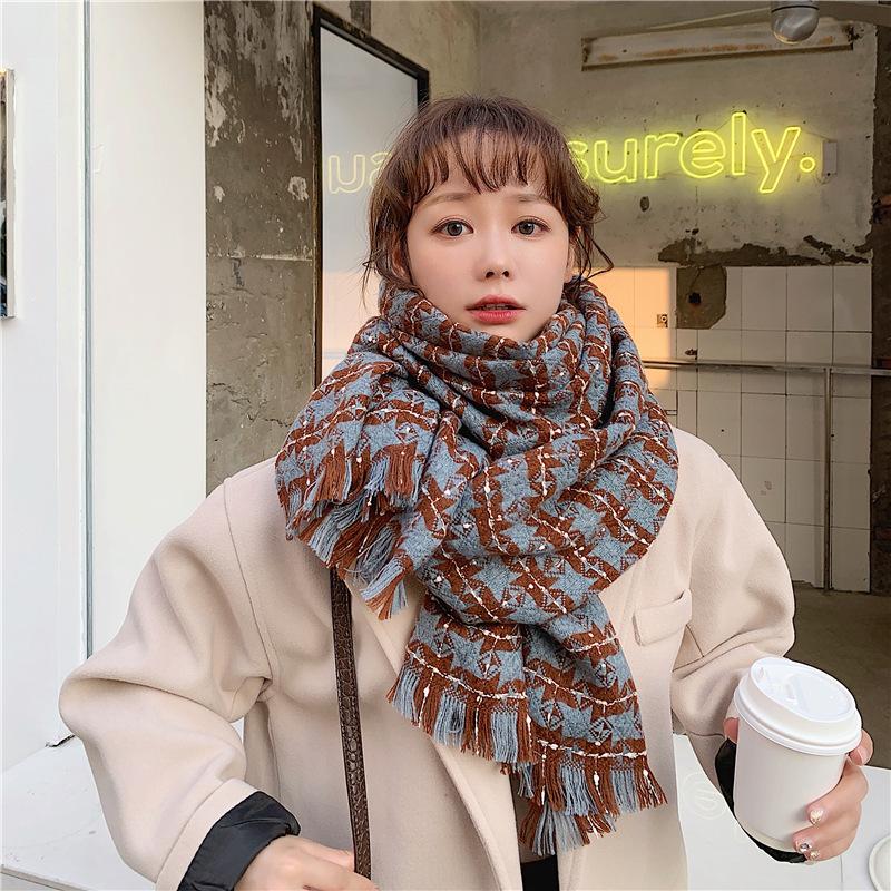 Scarves Scarf Female Autumn And Winter Korean Version Of The Wild Cute Student Japanese Couple Plaid Ins Tide Girl Bib Male Warm